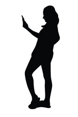 Girl with cellphone silhouette vector on white