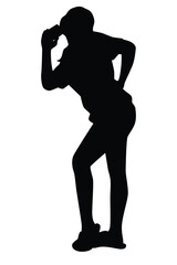 Girl with cellphone silhouette vector on white