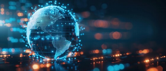 Obraz premium A scifi background with a technical globe rendering