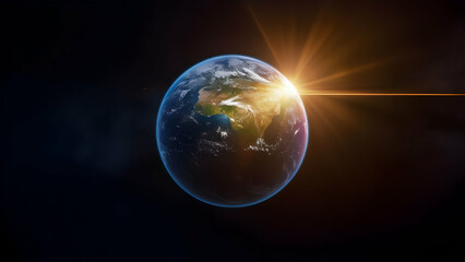 Fototapeta premium Earth Ignites Sunrise Over the Cosmos