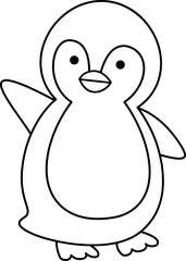 Cute penguin outline vector