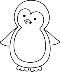Cute penguin outline vector