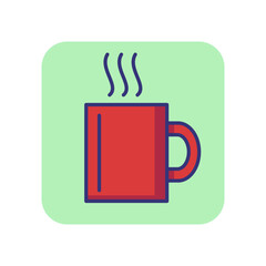 Hot mug line icon. Tea, coffee, steam. Office concept. Can be used for topics like hot coffee break, coffee shop, lunch room, cafe