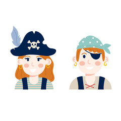 Pirate costume character children flat style