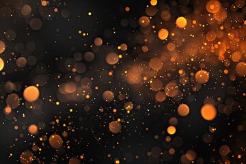 Abstract black and orange background with floating particles
