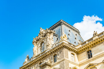 Artistic architecture of the Louvre Museum, Paris, France