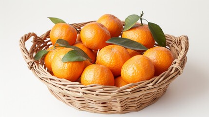 Tangerines in a basket isolated on white background