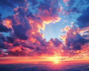 Obraz premium Majestic Sunset Sky with Glowing Clouds in 5:4 Ratio Image