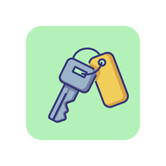Room key line icon. Lock, access, apartment, trinket. Hotel concept. Vector illustration can be used for topics like security, mortgage, travelling