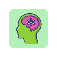 Sensible mind line icon. Head, brain, man, atom. Intelligence concept. Can be used for topics like business, science, mental activity