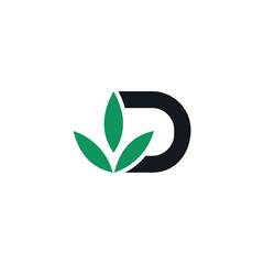  Organic Leaf Letter D Green Logo