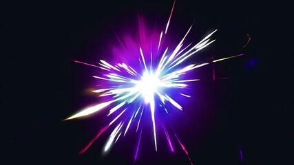 Dynamic bursts of colored energy radiate outward on a dark background. Perfect for vfx, motion graphics, and sci-fi animations
