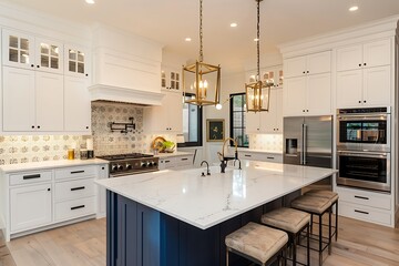 Modern White Kitchen in Estate Home