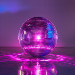 Colorful Disco Ball with Neon Lights. Perfect for Party, Dance, and Retro Themes