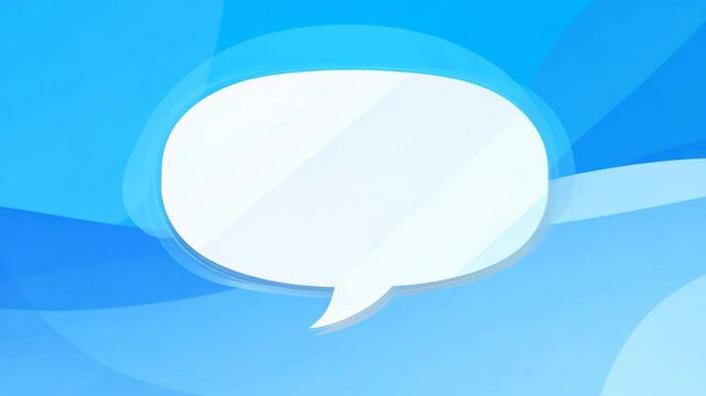 Animate a white speech bubble over a dynamic blue background. Ideal for communication, messaging, or dialogue themes in projects