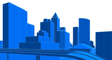 Naklejka premium modern city panorama 3d illustration 