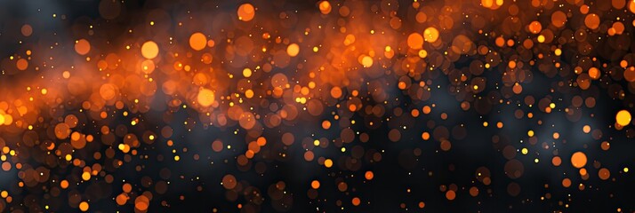 Fototapeta premium Abstract black and orange background with floating particles