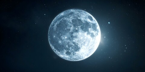 Obraz premium 3D looped image of a shining moon in the night sky. Concept Night Sky, Moonlight, 3D Animation, Looping Image