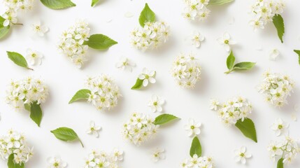 Fototapeta premium Elder flowers arranged on a white background