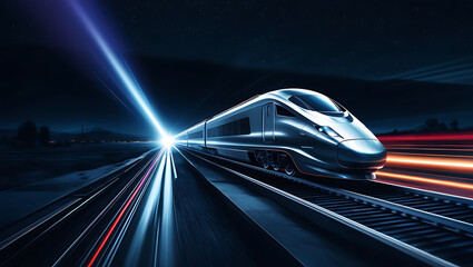 fast moving train at night