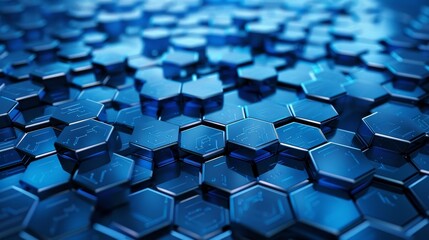 Fototapeta premium Illustration of a blue hexagon pattern rendered in 3D