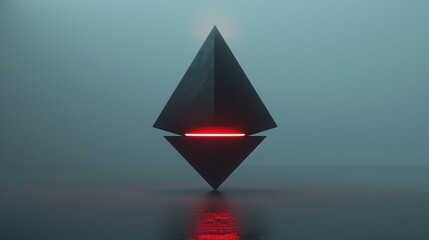 Fototapeta premium 3D rendering of an abstract alien Tetrahedron AI Super Computer Droid