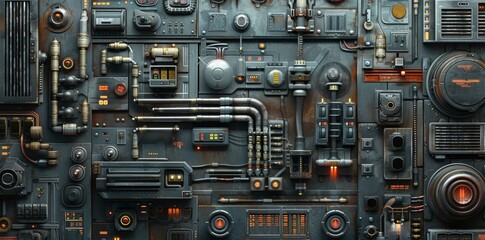 Stocke. Sci fi future technology space galaxy ship decoration door panel hud. Graphic Art.