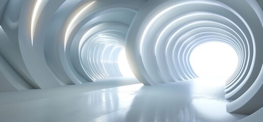 Obraz premium An amazing 3D rendering of a round sci-fi corridor with lights