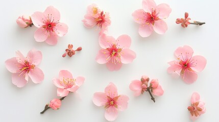 Peach flowers isolated on white background