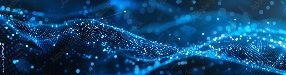 Poster modern point wave with a dynamic wave. abstract background. 3d rendering of big data technology. abs