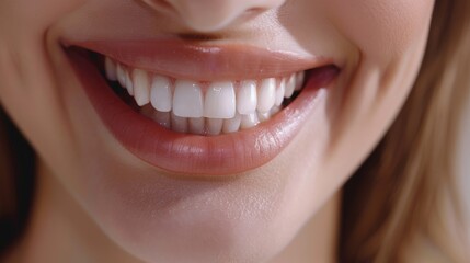 Fototapeta premium Beautiful young model, close-up mouth, smiling with clean teeth.