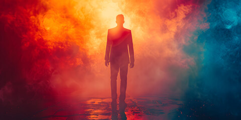 Man Standing in Misty Atmosphere