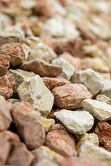 Close-up view of various colored gravel stones