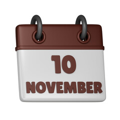10 November calendar 3d icon