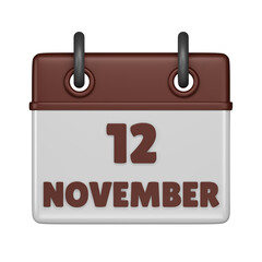 12 November calendar 3d icon