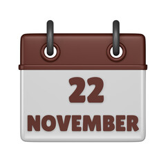 22 November calendar 3d icon