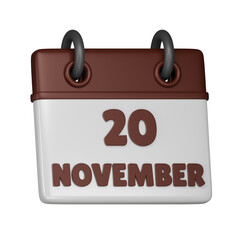 20 November calendar 3d icon