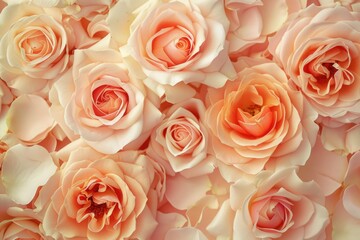 Peach Roses. Soft Petals of Peach Roses as a Silky Background