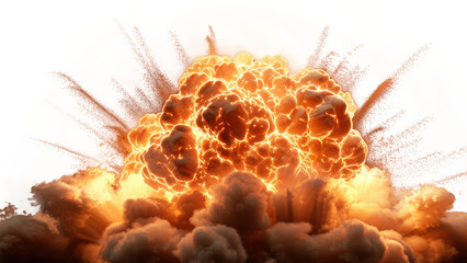 A nuclear explosion isolated on transparent background.