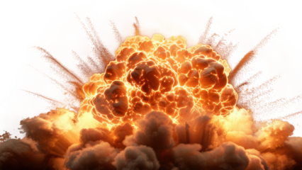 A nuclear explosion isolated on transparent background.
