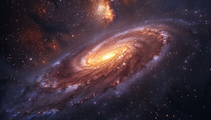 Fototapeta premium Galaxy background featuring a spiral galaxy