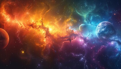 Naklejka premium Galaxy background featuring a planetary alignment