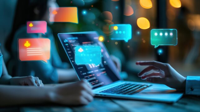 Attendees using chat and Q&A features during a virtual event