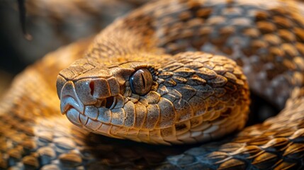 Obraz premium Photo of a venomous snake, close-up.