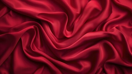 Obraz premium Rich, luxurious red silk fabric draped elegantly, capturing the smooth texture and vibrant color in a detailed and sophisticated scene.