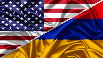 United waving flag of USA and Armenia