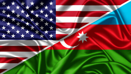 United waving flag of USA and Azerbaijan