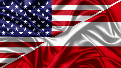 United waving flag of USA and Austria