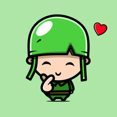 Cute cartoon soldier giving love 