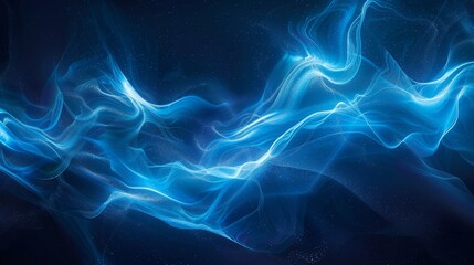 Fototapeta premium Abstract Blue Glowing Waves with Sparkling Dust
